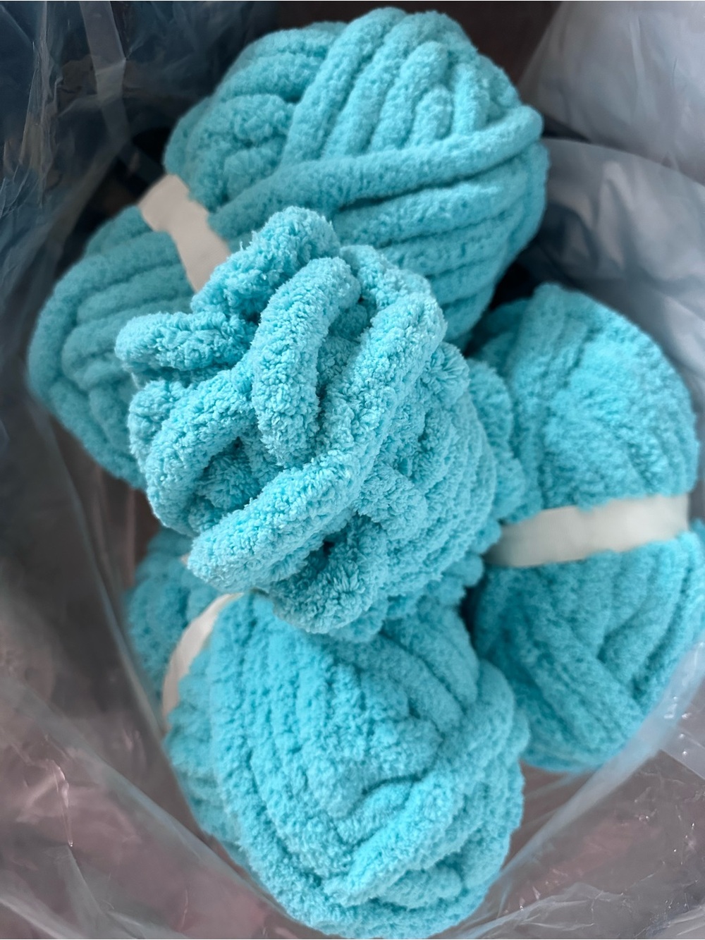7 Skeins Chunky Plush Yarn Skeins in Aqua Blue
